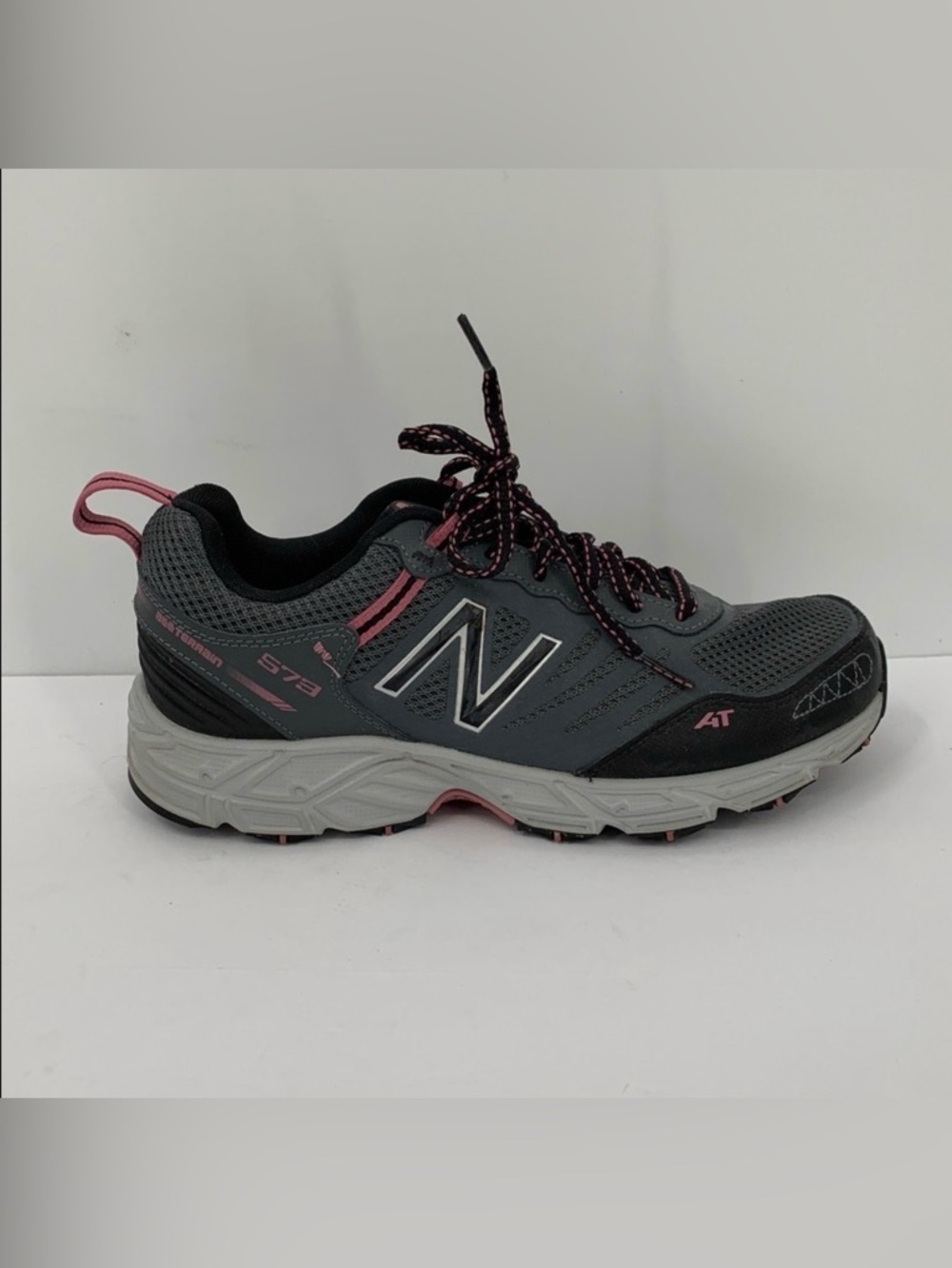 New Balance 573 All Terrain running shoe sneakers gray black pink women 10 WIDE